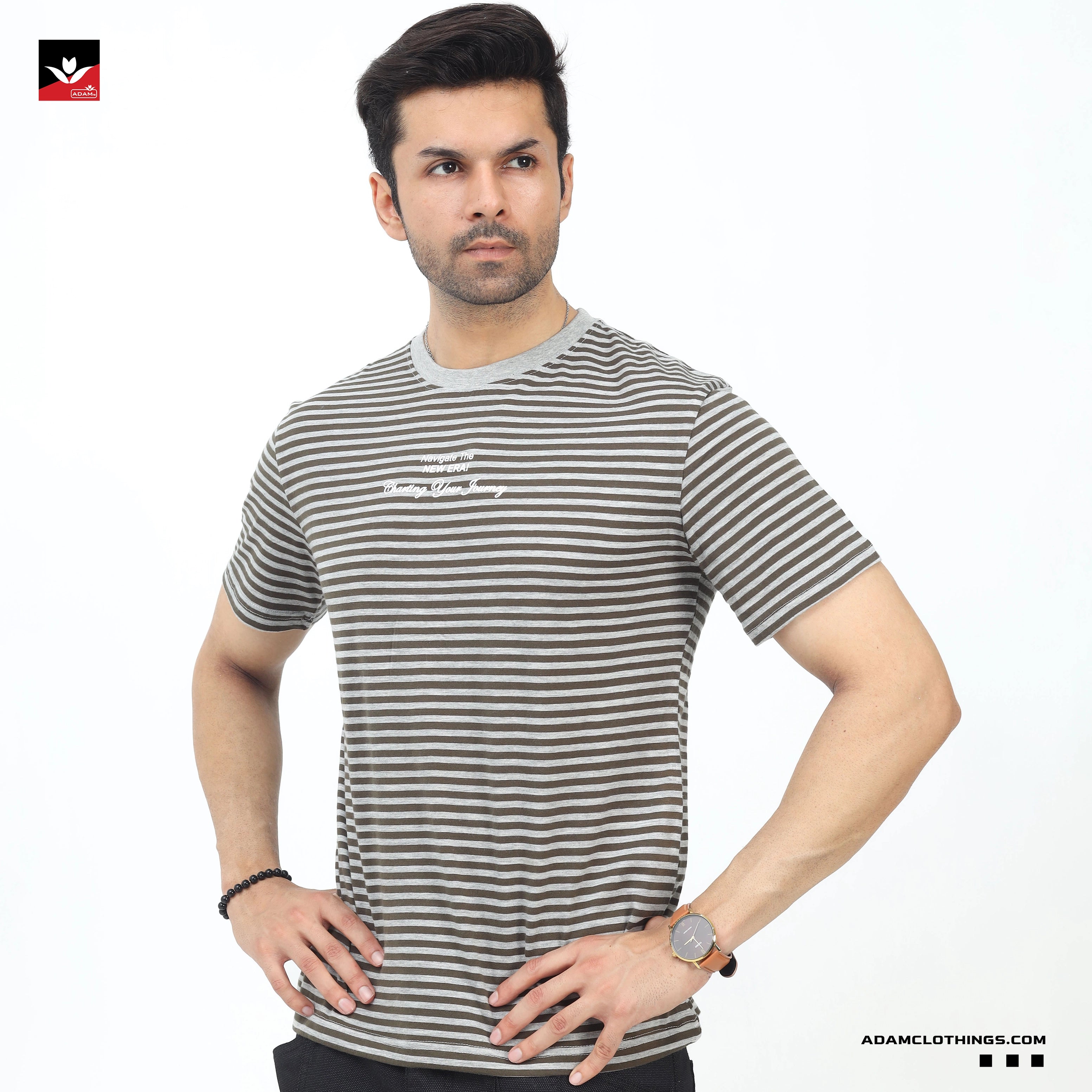 GREEN STRIPER TEE SHIRT