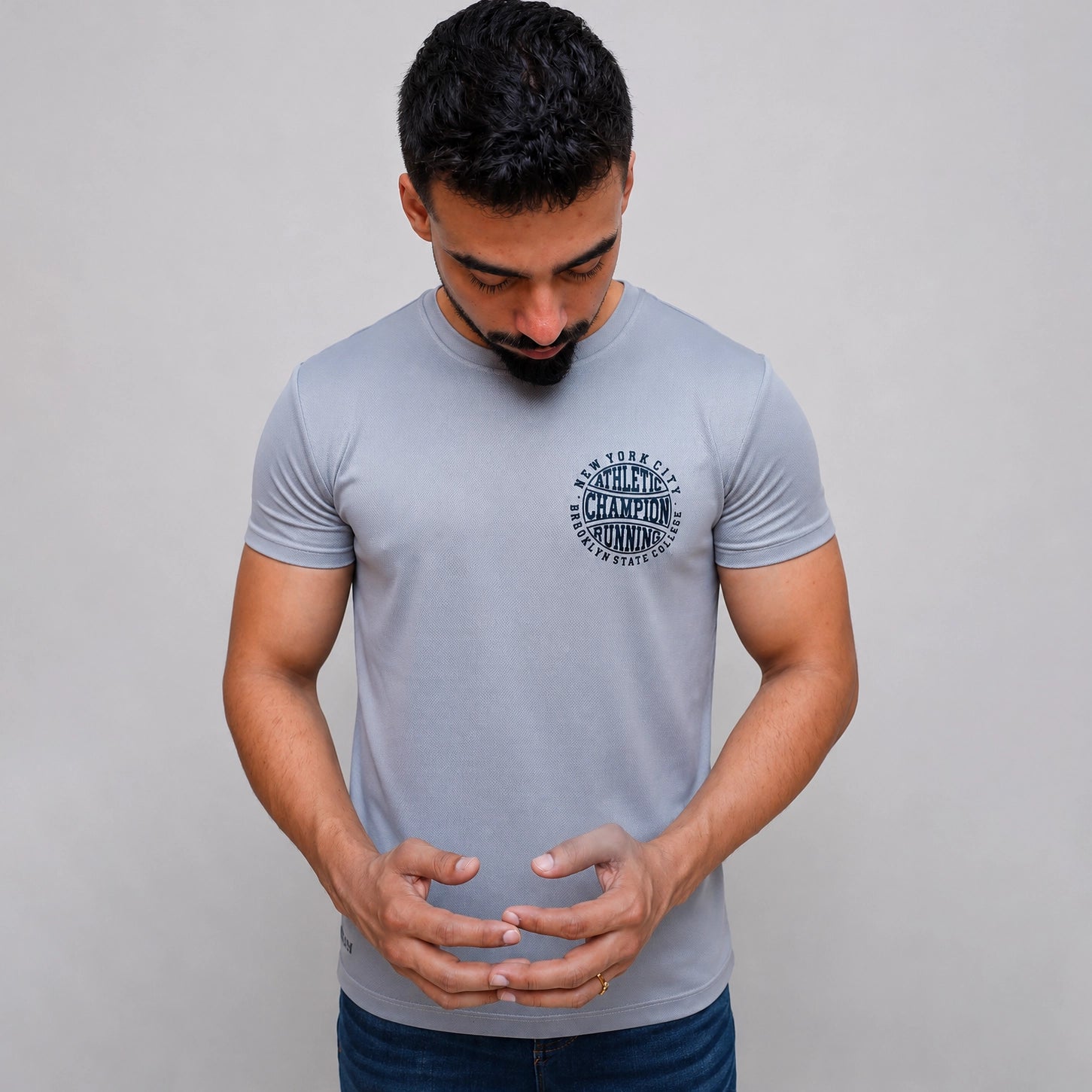 Grey Graphic t shirt styled with jeans casual outfit