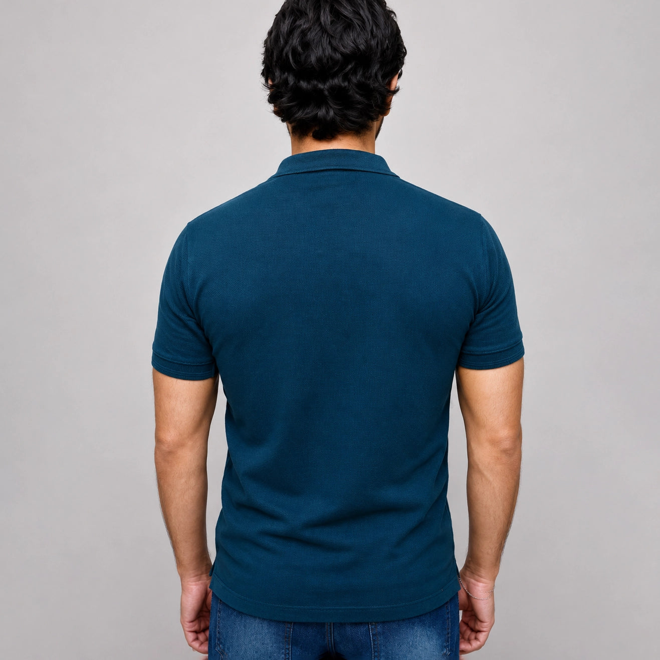 Ferozi polo shirt back view showing structured collar and tailored fit