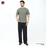 WAFFLE KNIT TEXTURED STRIPED TEE SHIRT