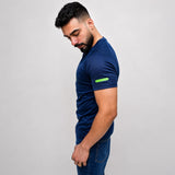 Navy mesh tee shirt side view relaxed fit