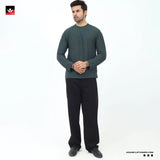WAFFLE KNIT TEXTURED STRIPED SWEATSHIRT