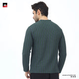 WAFFLE KNIT TEXTURED STRIPED SWEATSHIRT