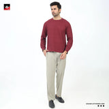 WAFFLE KNIT TEXTURED MEHROON SWEATSHIRT