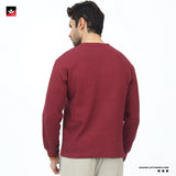 WAFFLE KNIT TEXTURED MEHROON SWEATSHIRT