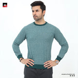 MEN TEXTURED GREEN SWEATSHIRT