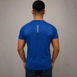 Men's blue t shirt with relaxed fit – back view