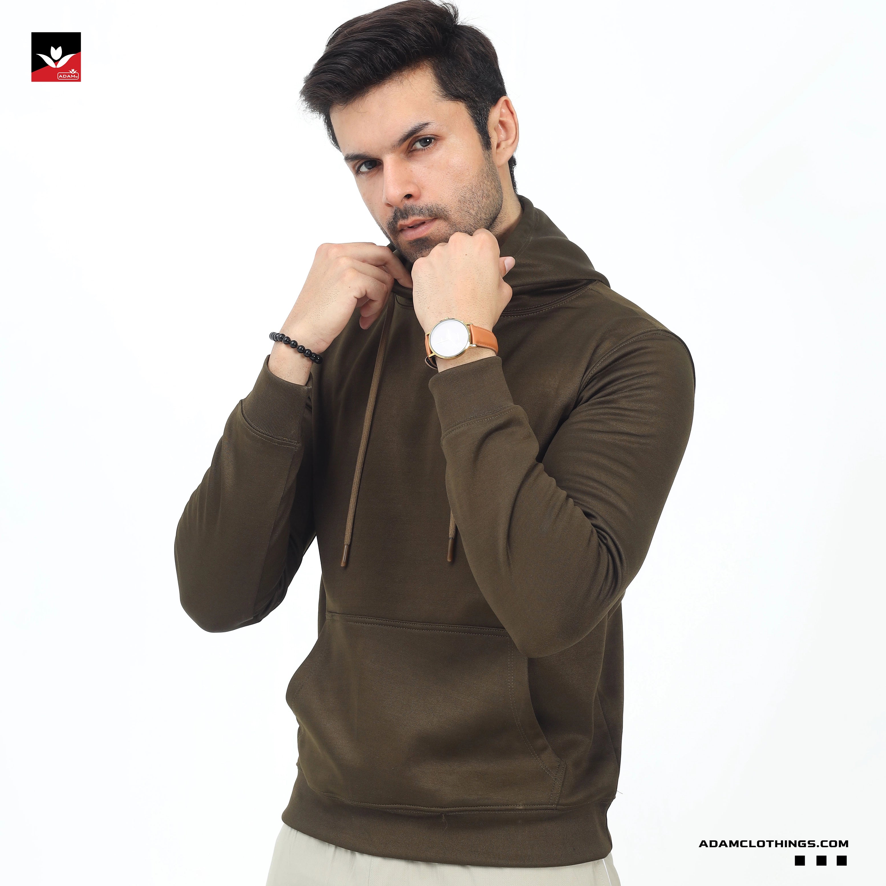 KANGRO POCKET PULLOVER OLIVE HOODIE
