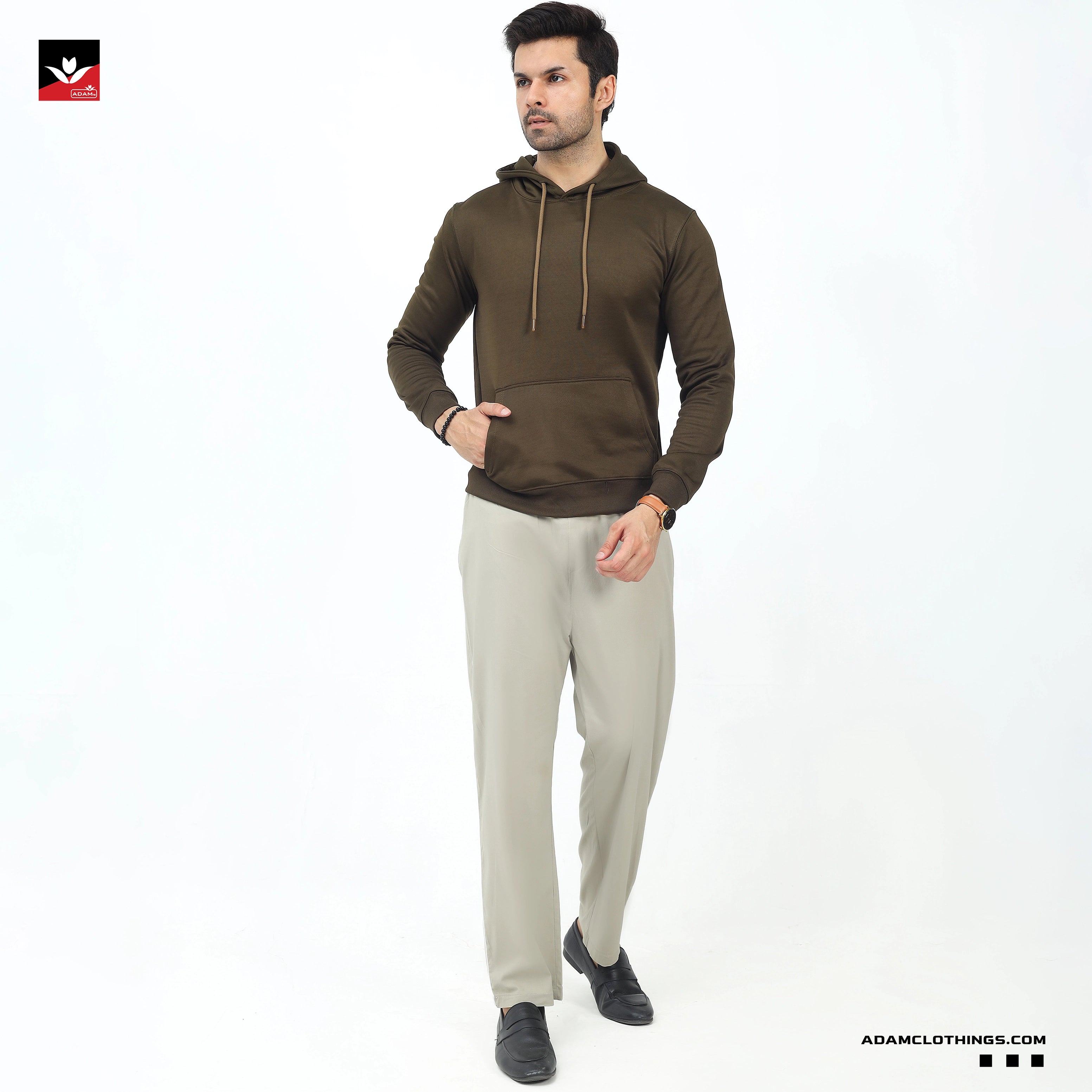 KANGRO POCKET PULLOVER OLIVE HOODIE