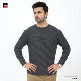 WAFFLE KNIT TEXTURED STRIPED SWEATSHIRT