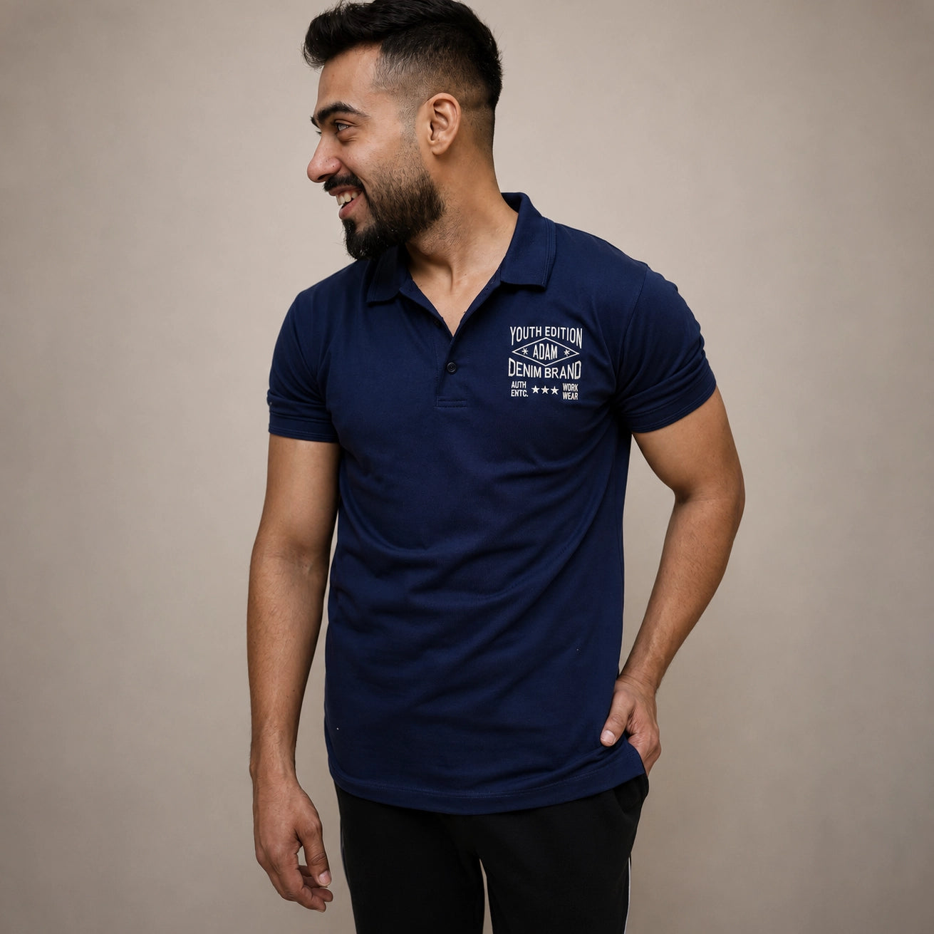 Navy Embroidered Polo by ADAM – Look Sharp Daily