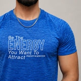 Close-up of textured mesh fabric on graphic tee shirt