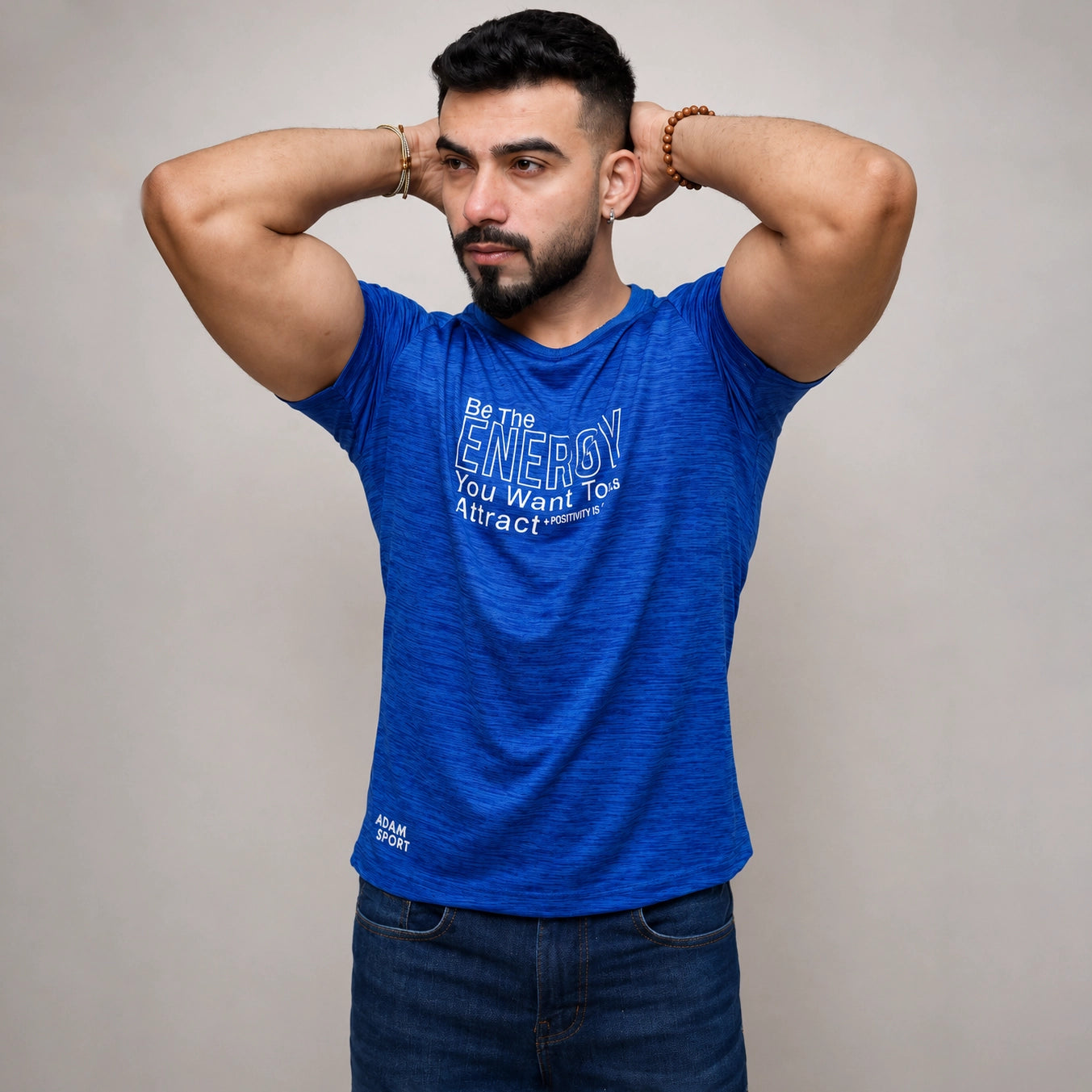 Graphic poly mesh tee shirt textured front view black