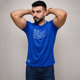 Graphic poly mesh tee shirt textured front view black