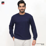TEXTURED NAVY THERMAL SWEATSHIRT