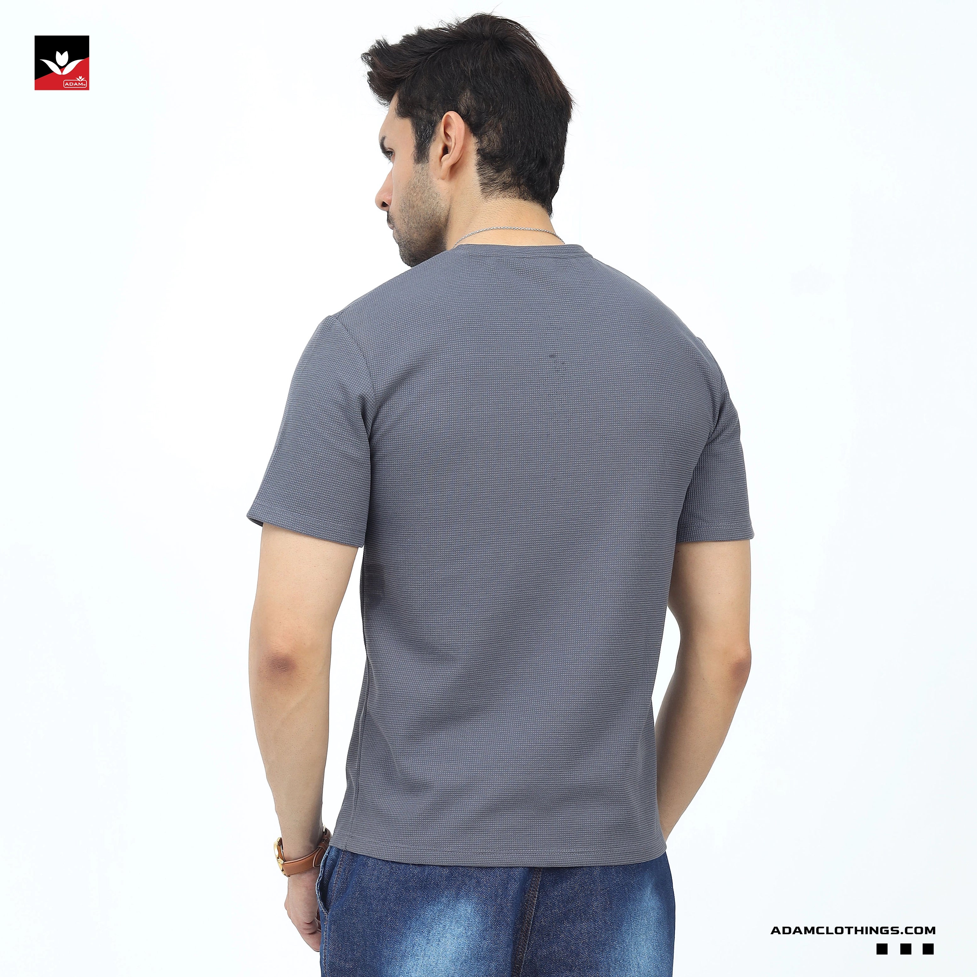 WAFFLE KNIT TEXTURED SKY TEE SHIRT