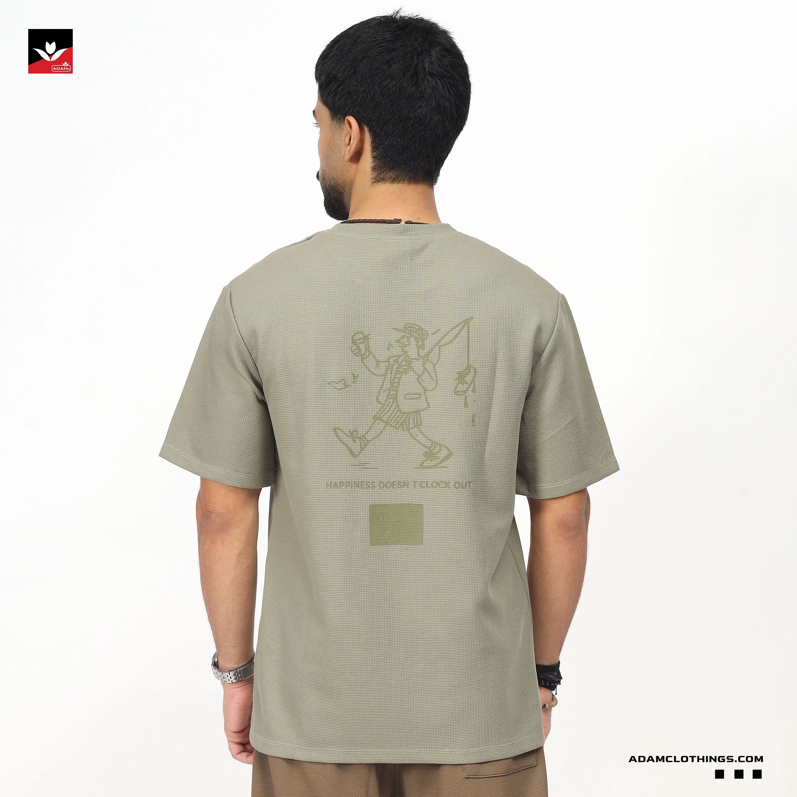 WAFFLE KNIT TEXTURED GRAPHIC TEE SHIRT