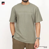 WAFFLE KNIT TEXTURED GRAPHIC TEE SHIRT