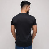 Black Poly Mesh Tee Shirt back view showing breathable fabric texture