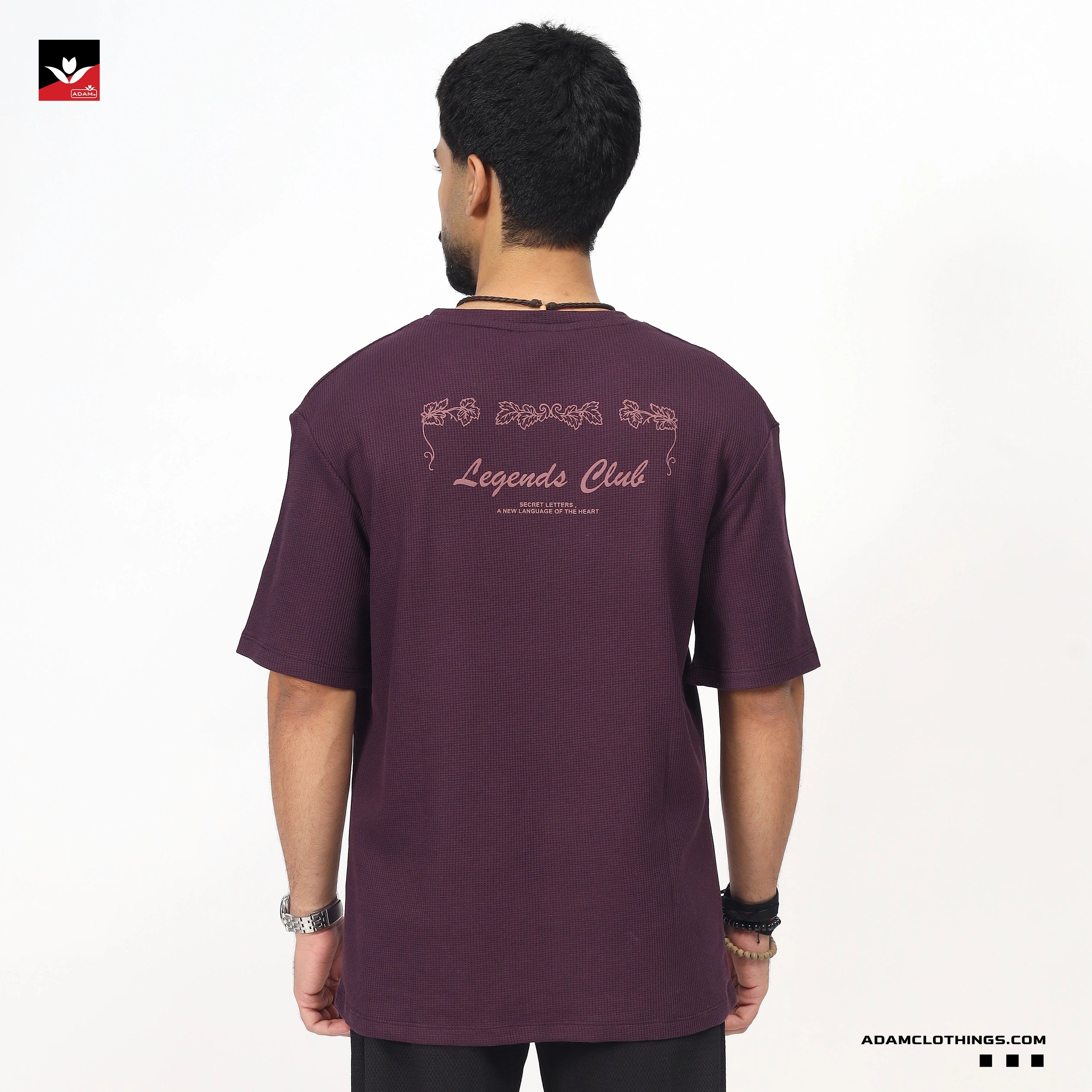 WAFFLE KNIT TEXTURED GRAPHIC TEE SHIRT