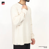 TEXTURED THERMAL OFF WHITE SWEATSHIRT