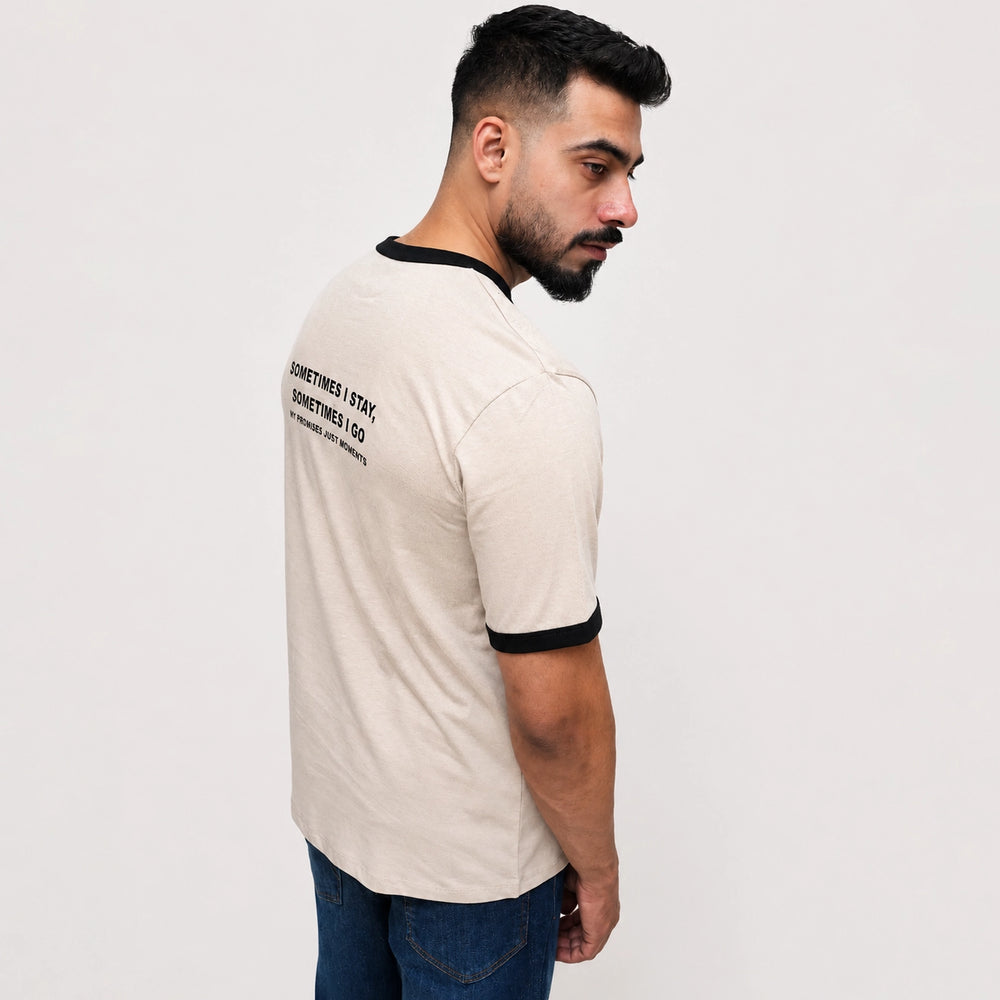 Off white t shirt back view showing relaxed fit and clean finish