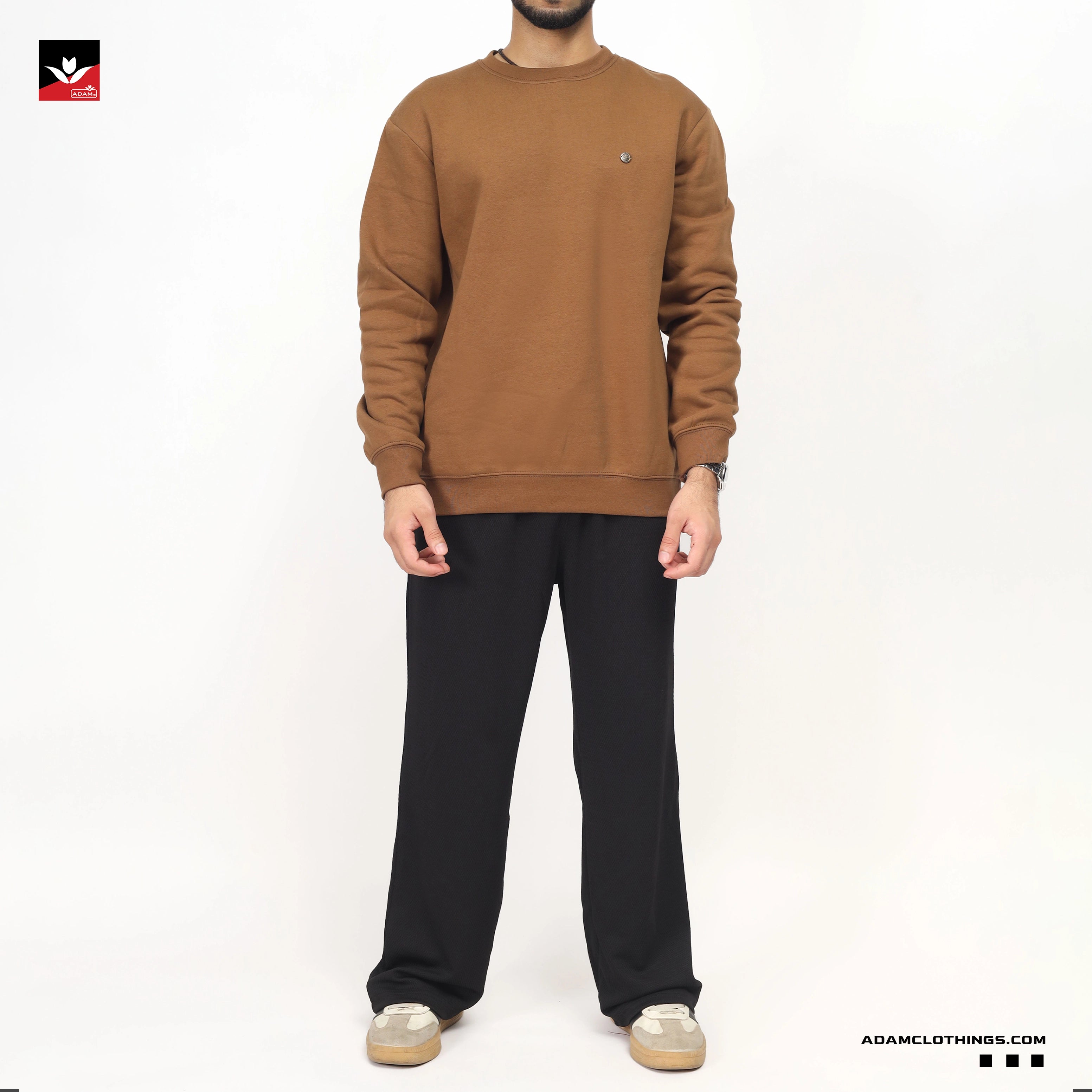 MEN BROWN PLAIN SWEATSHIRT
