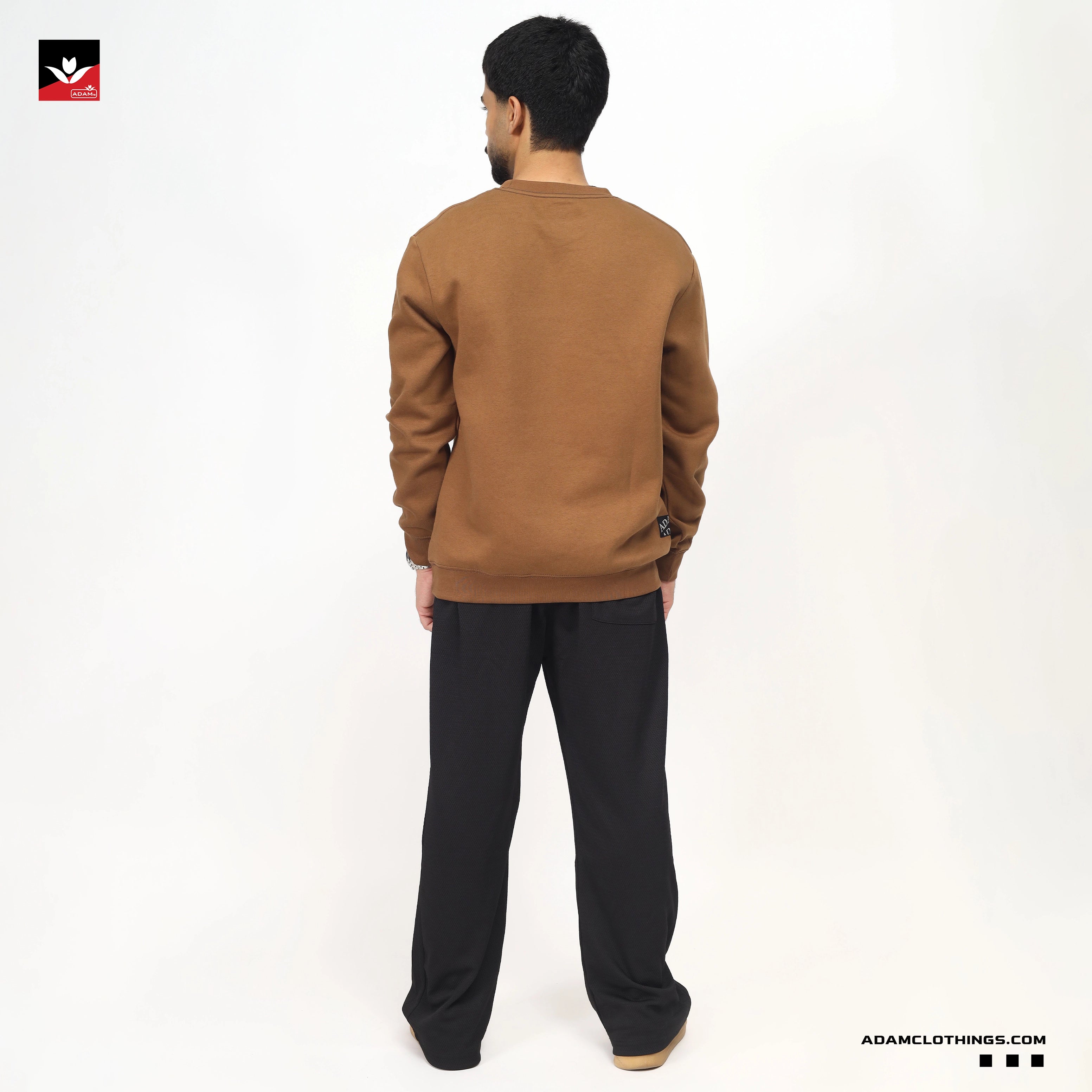 MEN BROWN PLAIN SWEATSHIRT