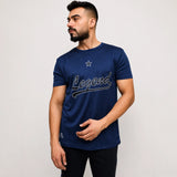 Graphic poly mesh tee shirt navy front view for men – ADAM Clothing Pakistan