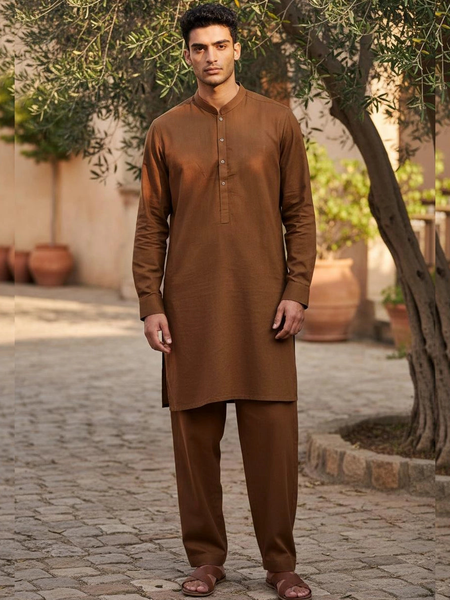 ADAM SHALWAR SUIT BROWN