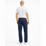 Men's navy blue chinos pants back view, relaxed fit cotton trousers with back pockets — Chinos_1a_Recolor