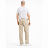 Men's beige chinos pants back view, relaxed fit cotton trousers with back pockets — Chinos1a
