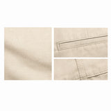Men's beige chinos fabric close-up, cotton twill texture with back pocket and stitching detail — Chino_1c