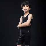 Boys' Black Sleeveless Casual Vest - Arms Crossed Side Pose