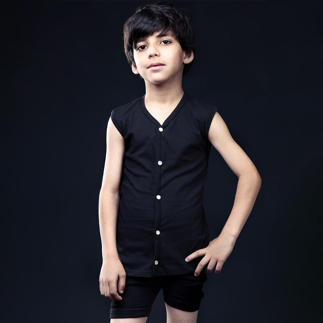 Open Vest Black for Boys (Pack of 1)