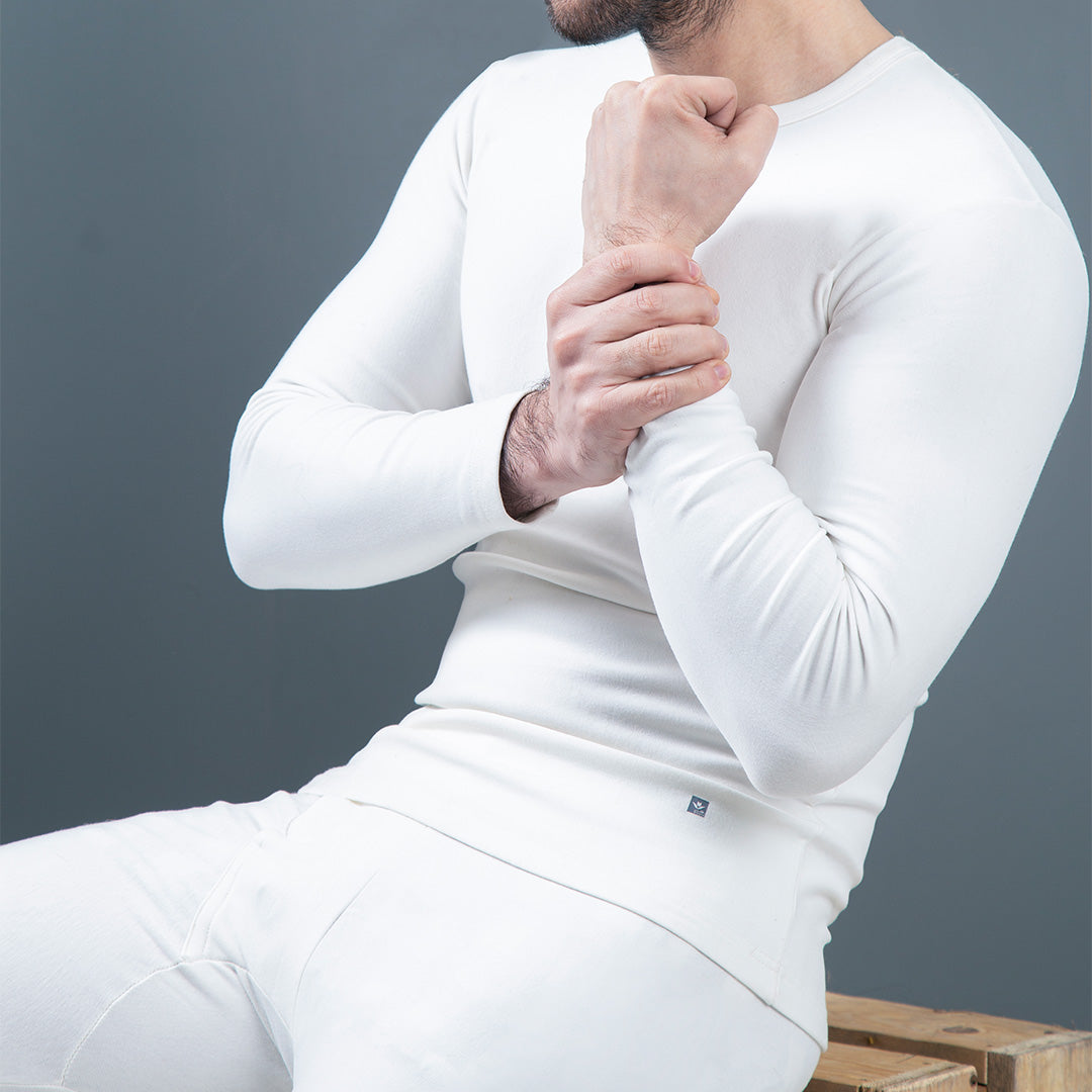 Thermal shirt fabric texture close-up – combed cotton blend