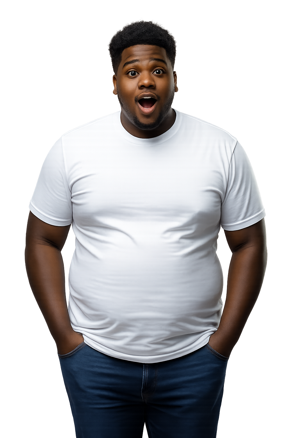 XXXXL Round Neck Tee for men in white, front view – soft combed cotton
