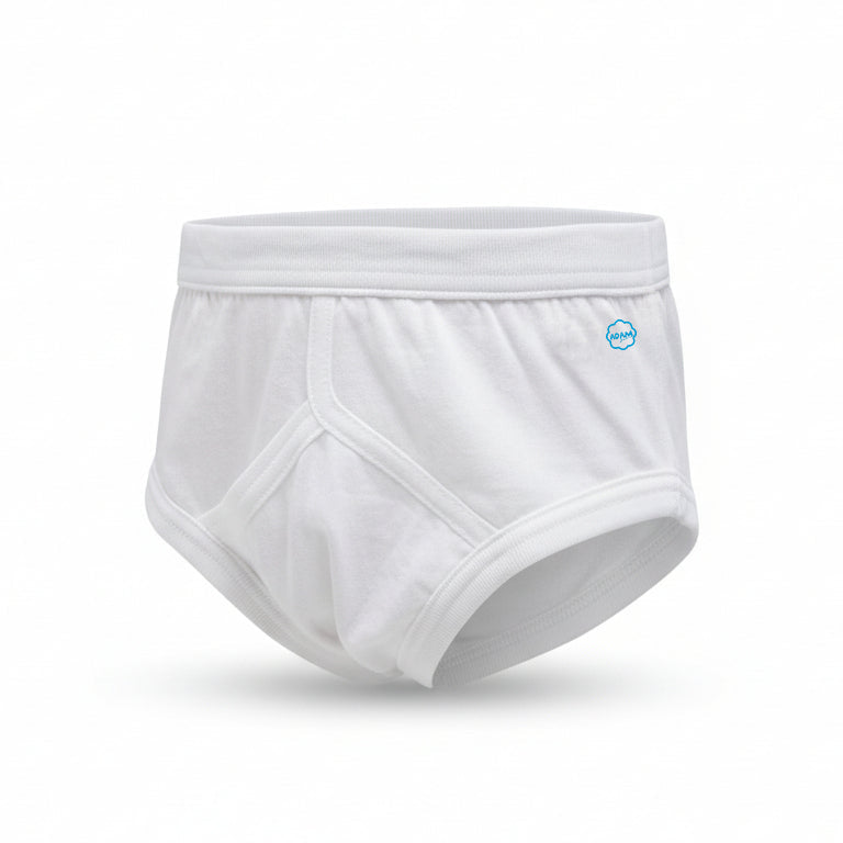 White Cotton Brief For Boys - Product Front View
