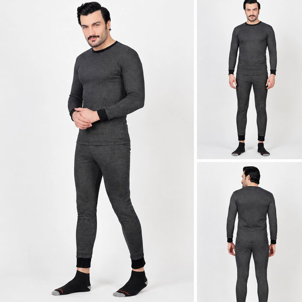 Black Thermal Warmer Suit for Men – styled with casual winter outfit