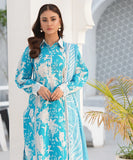 Blue floral printed kurta with trousers and dupatta, front full pose — Blue5