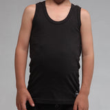 Boys' Black Ribbed Casual Vest - Product Front View