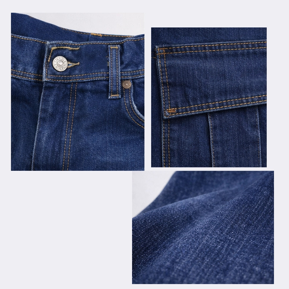 Dark blue denim jeans detail, button, pocket and fabric close-up — Jeans4_a