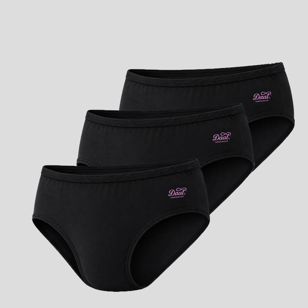 Black underwear for women – front view, soft cotton blend fabric