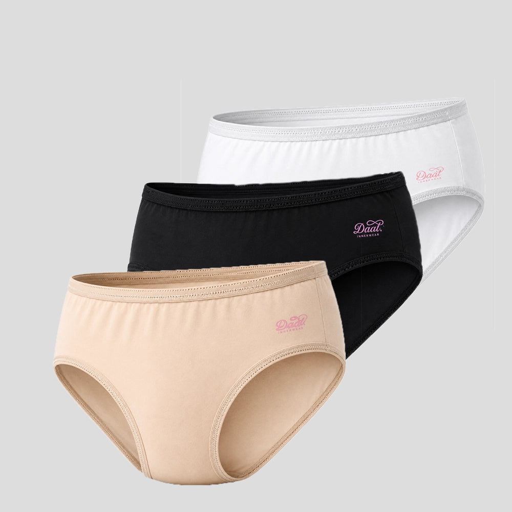 Multicolor underwear for women, pack of 3, front flat lay view