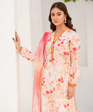 Orange floral printed kurta with pink Ombre dupatta, side close-up pose —orange_12