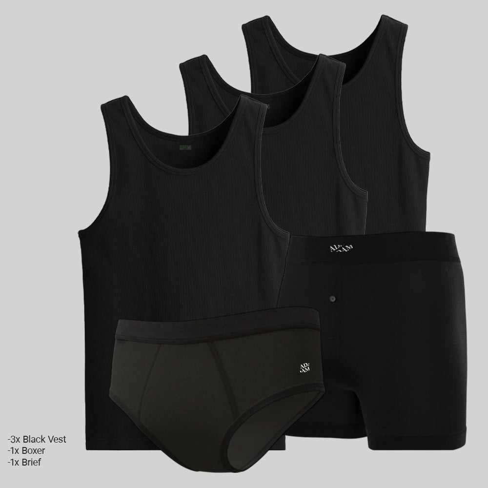 Trip Essentials for Men Black (Pack of 5)