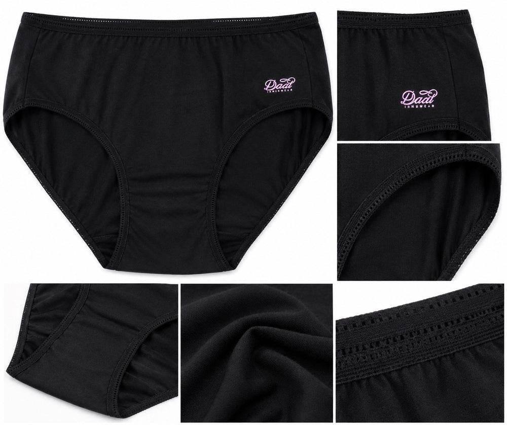 Women's cotton underwear black color, smooth no-show finish