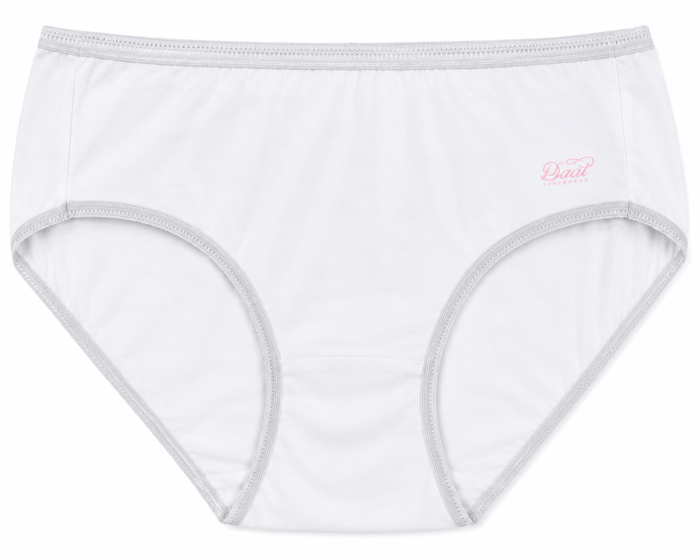 White cotton brief for women, front view, soft waistband