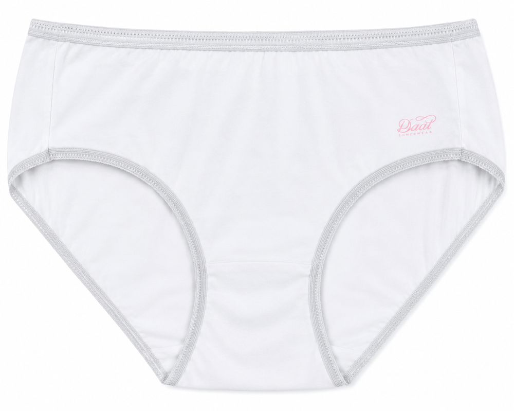 White cotton brief for women, front view, soft waistband