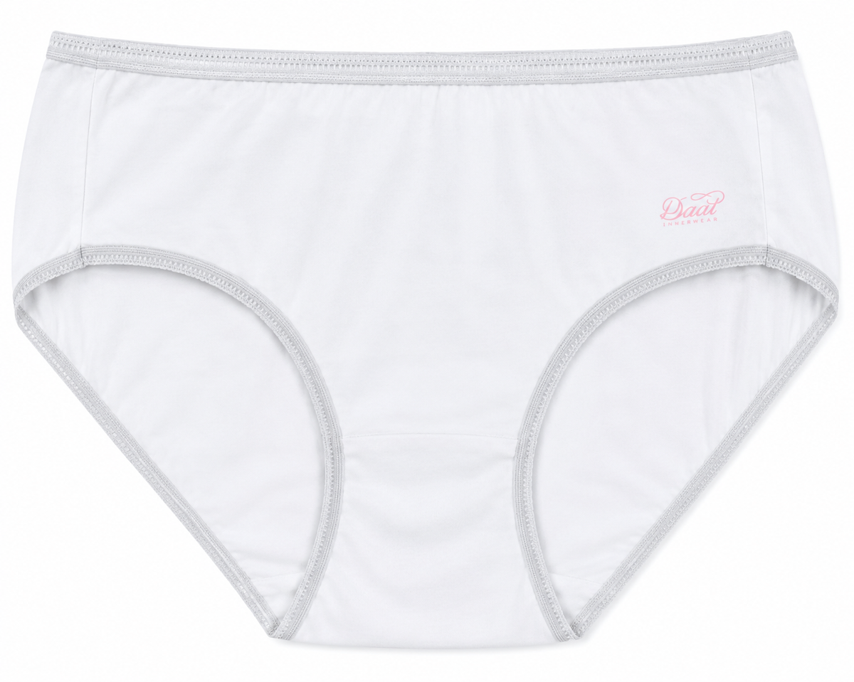 White cotton brief for women, front view, soft waistband